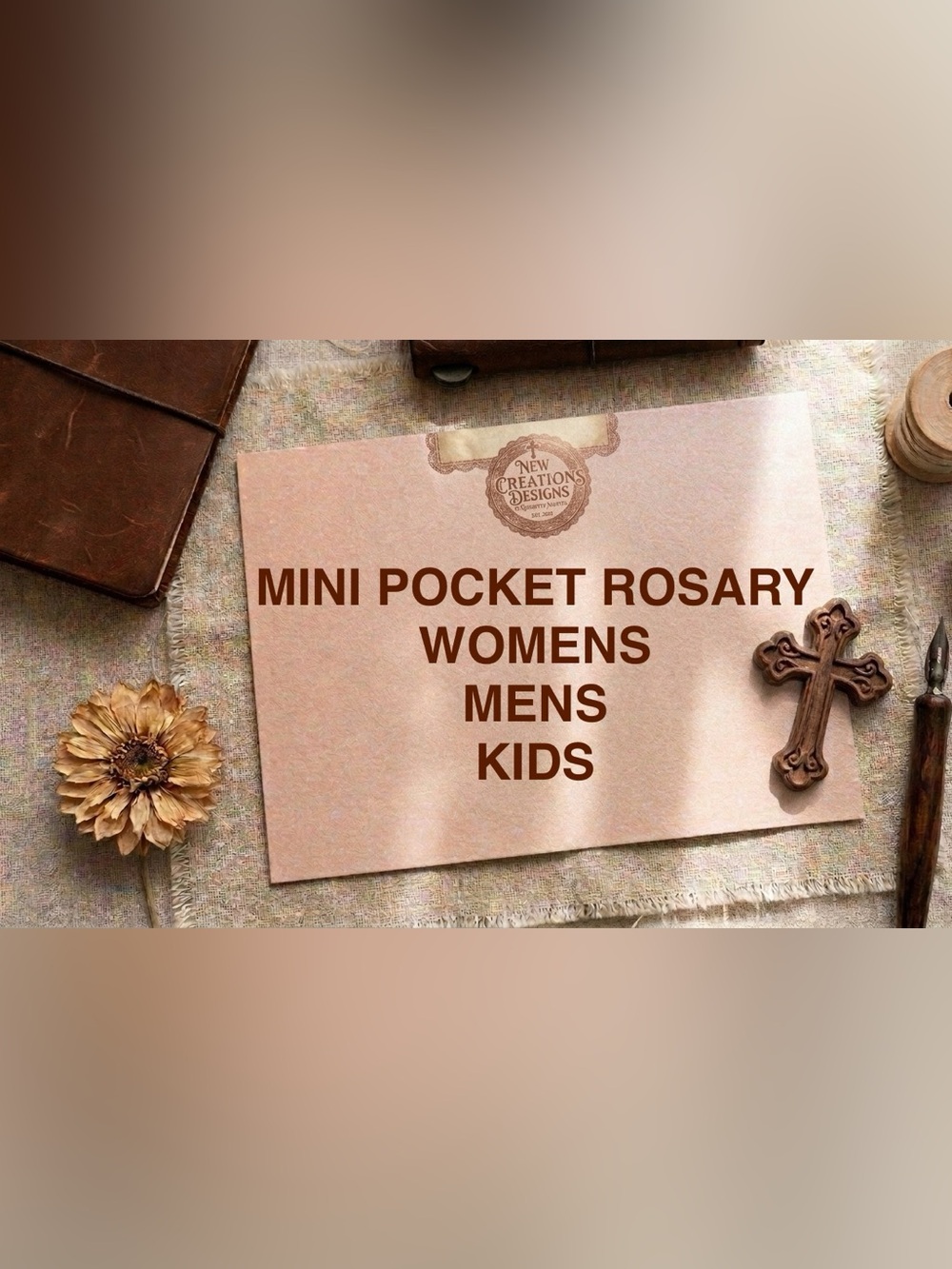 NWT CUSTOM MINI POCKET ROSARY FAVOURS FOR WOMENS MENS KIDS - NEW CREATIONS